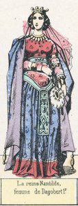 Rainha Nantilde, esposa de Dagobert 1r (gravura colorida) de French School