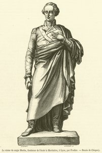 A estátua do Major Martin, fundador da escola Martiniere, em Lyon (gravura) de French School