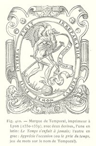 Rótulo de Jean Temporal, impressor francês de Lyon de French School