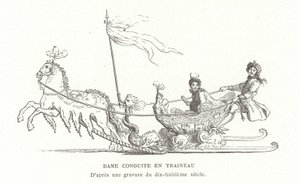 Senhora viajando de trenó, França, do século XVIII de French School