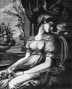Lais, originário da Sicília, foi capturado e levado como escravo para Corinto. Ela tornou-se amante de Aristippe, Demóstenes e Diogene, a cínica. Gravura em "A história da prostituição e do deboche entre todos os povos do mundo desde a antiguidade t de French School