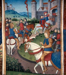 Lancelot Chegada a uma Aldeia Francesa (vellum) de French School