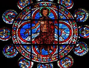 Juízo Final: Cristo - exibindo as feridas da crucificação (w143) de French School