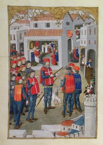 Lat 6067 fol.33v Os Cavaleiros de São João de Jerusalém Preparam-se para Defender Rhodes, de Uma História do Cerco a Rodes, de Guillaume Caoursin, 1483 de French School