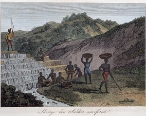 Lavge des sable auriferes - "Le Monde en prints ou Géographie des cinq parts du monde" do Chevalier de Roujoux de French School