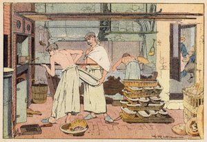Le Boulanger, The Baker (cor litho) de French School