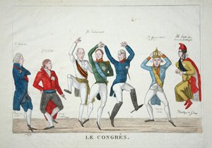 Le Congres, pub. 1814 (gravura colorida à mão) de French School