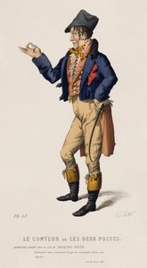O Contador de Histórias ou Os Dois Postos, Acto III, Cena XIII (gravura a cores) de French School