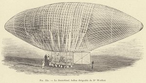 Le Deutschland, ballon dirigeable du Dr Woelfert (gravura) de French School