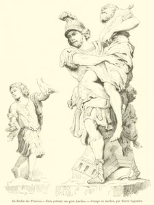 Le Jardin des Tuileries, Enee portant son pere Anchise (gravura) de French School