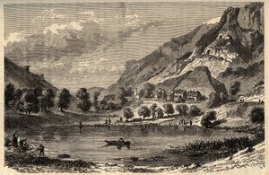 Le Lauzet-Ubaye - Le lac du Lauzet - comuna do departamento de Alpes-de-Haute-Provence no sudeste da França - gravura em "PATRIE" - DESCRIÇÃO PECTUREQUIREQUE DE LA FRANCE EN 6 VOLUES BY LUCIEN HUARD - final do século XIX de French School