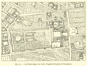 O Palais Royal em 1652; fragmento do plano de Gomboust de French School