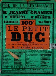 Le Petit Duc, uma opereta de Charles LeCocq no Theatre de la Renaissance, maio de 1878 (cor litho) de French School