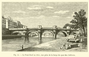 O Pont-Neuf em 1845, visto da margem do Quai des Orfevres de French School