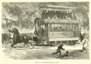Le Premier Tramway de Berlin (gravura) de French School