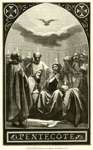 O Espírito Santo desce sobre os apóstolos (gravura) de French School