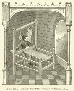 O Tecelão, Miniatura de uma Bíblia do final do século XIV (gravura) de French School