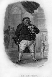 Le Ventru Chanson de Beranger em "Obras Completas" (1834) de Pierre Jean de Beranger (1780-1857), poeta e compositor francês. de French School