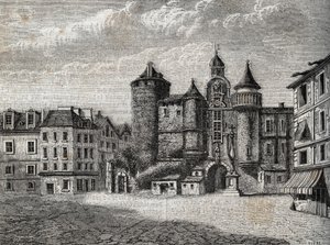 Le Vieux Paris - le Grand Chatelet - Gravura na "História física, civil e moral de Paris: desde os primeiros tempos históricos até aos nossos dias" de Jacques Antoine Dulaure de French School