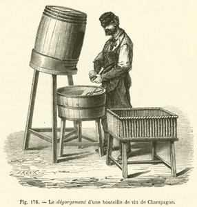 O regurgitamento de uma garrafa de Champagne (gravura) de French School