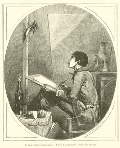 O futuro pintor de natureza morta (gravura) de French School