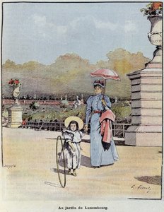 Le jardin du Luxembourg - em “O Pequeno Francês ilustrado” ”de 21-07-1900. de French School