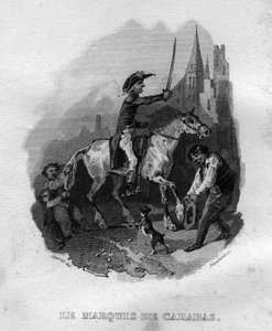 Le marquês de Carabas Chanson de Beranger em "Oeuvres complete" (1834) de Pierre Jean de Beranger (1780-1857), poeta e compositor francês. de French School