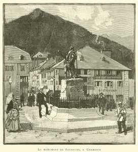 O monumento de Saussure, em Chamonix (gravura) de French School