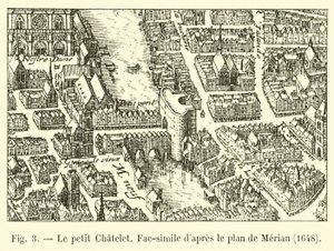 O pequeno Chatelet, Fac-símile após o plano de Merian, 1648 de French School