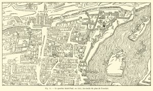O distrito de Saint-Paul, em 1552, fac-símile do plano de Truschet de French School