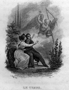 Le temps Chanson de Beranger em "Oeuvres complete" (1834) de Pierre Jean de Beranger (1780-1857), poeta e compositor francês. de French School