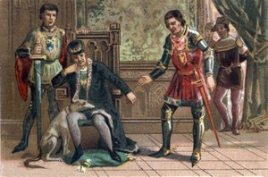 Liga do Bem Público: O Rei Luís XI encontra Charles the Temeraire em Peronne, Duque de Borgonha. Cromolitografia por volta de 1890. de French School