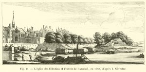A Igreja dos Celestinos e a entrada do Arsenal, em 1660, de I Silvestre de French School