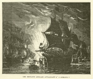 The English Bullets Attacking The Armada (gravura) de French School