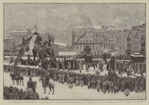 Funeral do Kaiser Wilhelm, O cortejo que passa sob o arco triunfal na Friedrichstrasse, Promenade des Tilleuls (gravura) de French School