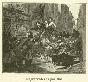 As barricadas em junho de 1848 (gravura) de French School