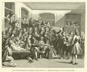 Os convulsionários do cemitério Saint-Medard (gravura) de French School