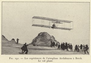 As experiências do avião Archdeacon em Berck, O voo do avião (gravura) de French School