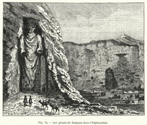 Os Bamyan Giants no Afeganistão (gravura) de French School
