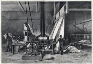 Les grandes usines - Dyeing erie Boutarel a Clichy la Garenne - Le mesh des Etoffes - gravura a partir de 1869 de French School