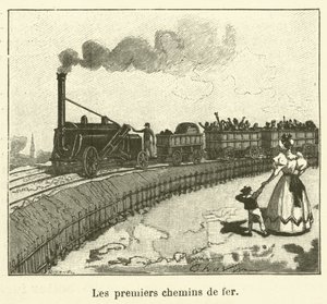 As primeiras ferrovias (gravura) de French School