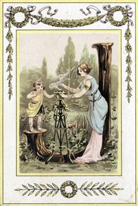 Carta representando uma mãe e uma filha, final do século XIX (cromolitografia) de French School