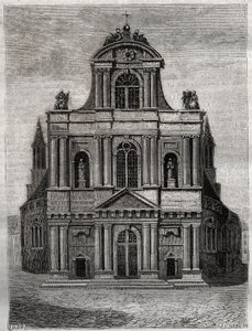 A igreja de Saint Gervais Saint Protais (Saint-Gervais-Saint-Protais) (fachada de Clemente II Metezeau) Paris (4º arr) Gravação em "Histoire physique, civile et morale de Paris: depuis les premiers temps historiques à nos jours" de Jacques Antoine Dulaure de French School