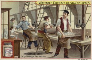 Cartão Liebig com a indústria do vidro de French School