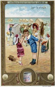 Série de cromolitografias Liebig "Jogo de praia" de crianças. sd. Século XIX de French School