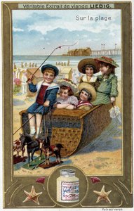 Série de cromolitografias Liebig "Jogo de praia" de crianças. sd. Século XIX de French School