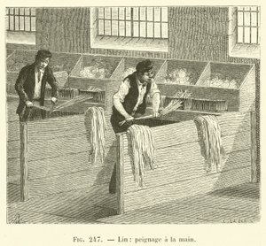Linho, penteado à mão (gravura) de French School