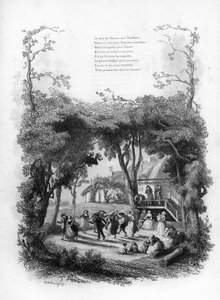 Canção da Lisette. Festa e dança numa aldeia no campo. Gravação em "Chants et chansons populaire de la France", Tomo 2 de French School
