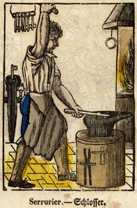 Serralheiro; Série sobre o comércio, imagem de Epinal do século XIX. de French School