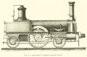 Locomotiva de passageiros, velocidade média (gravura) de French School